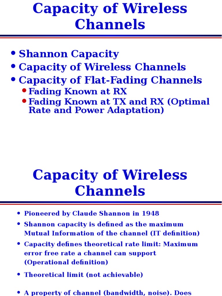 Wireless Channel Capacity Insights | PDF | Channel (Communications ...