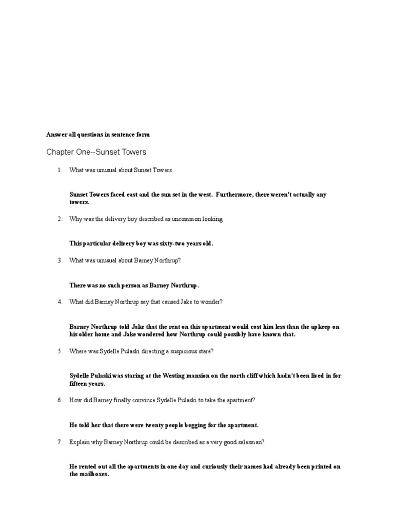 The Westing Game Study Guide | PDF
