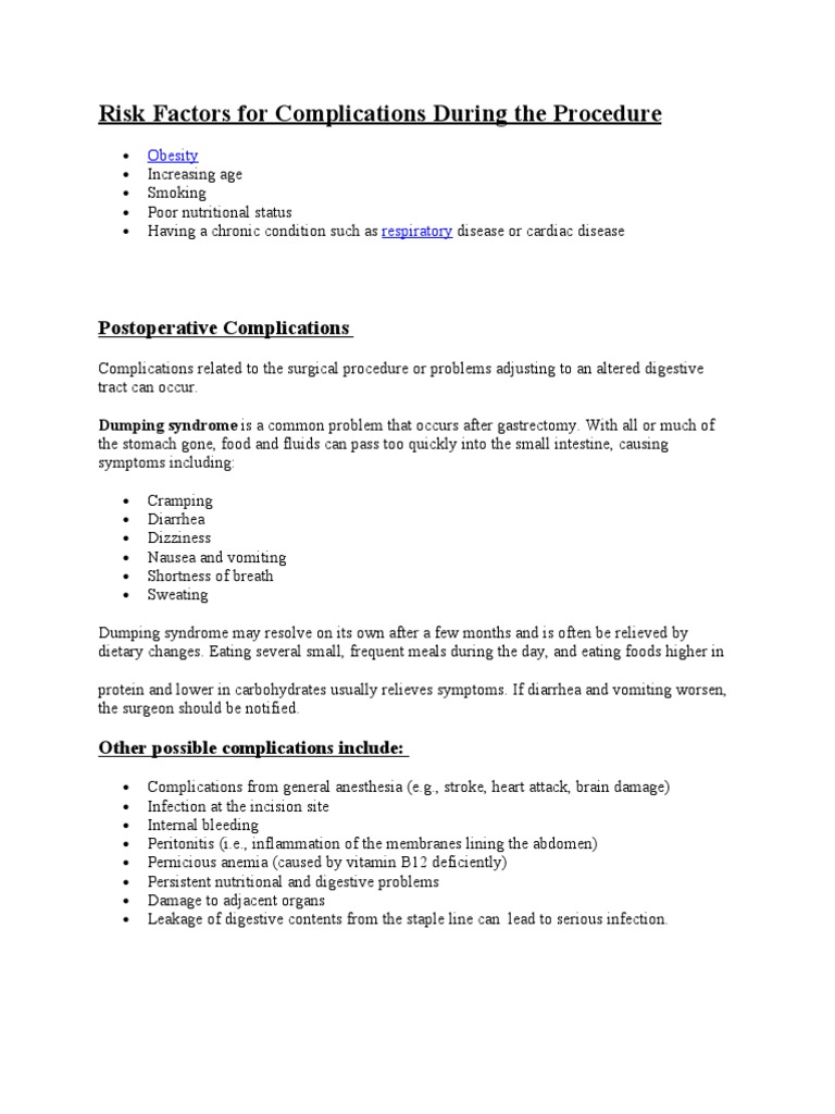 Gastrectomy Post Op PDF Bariatric Surgery Stomach