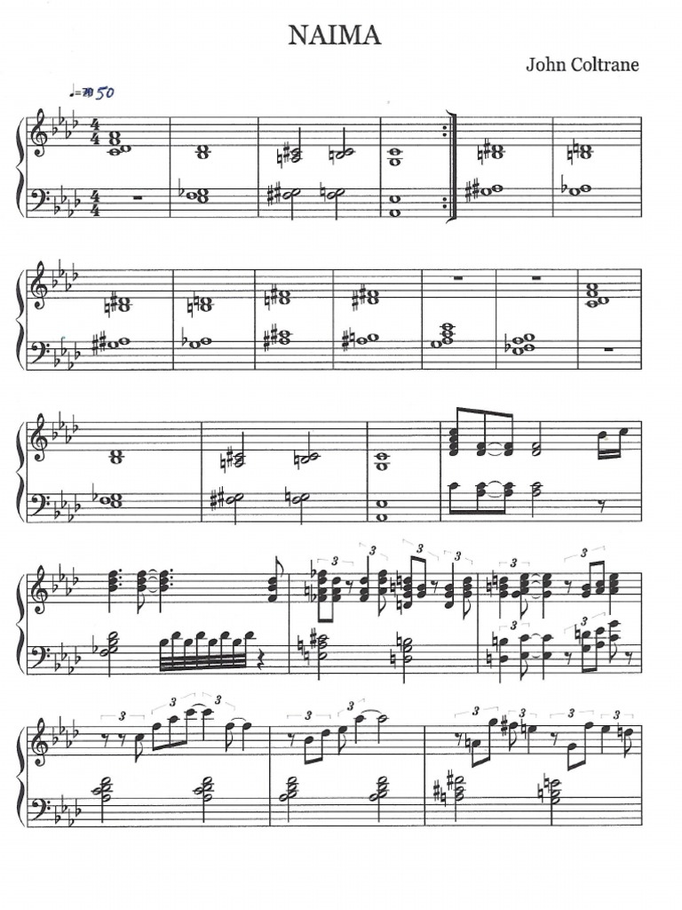 John Coltrane Naima Piano Solo by Wynton Kelly | PDF | Musical ...