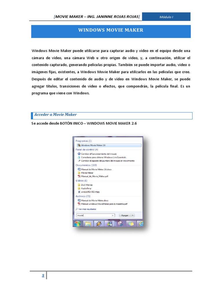 Manual de Movie Maker 2.6 PDF Vídeo Imagen