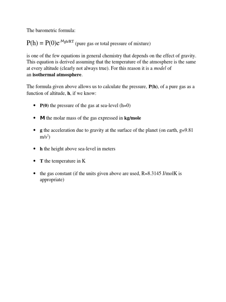 The Barometric Formula PDF
