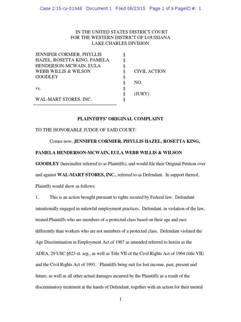 Walmart Lawsuit PDF Damages Lawsuit