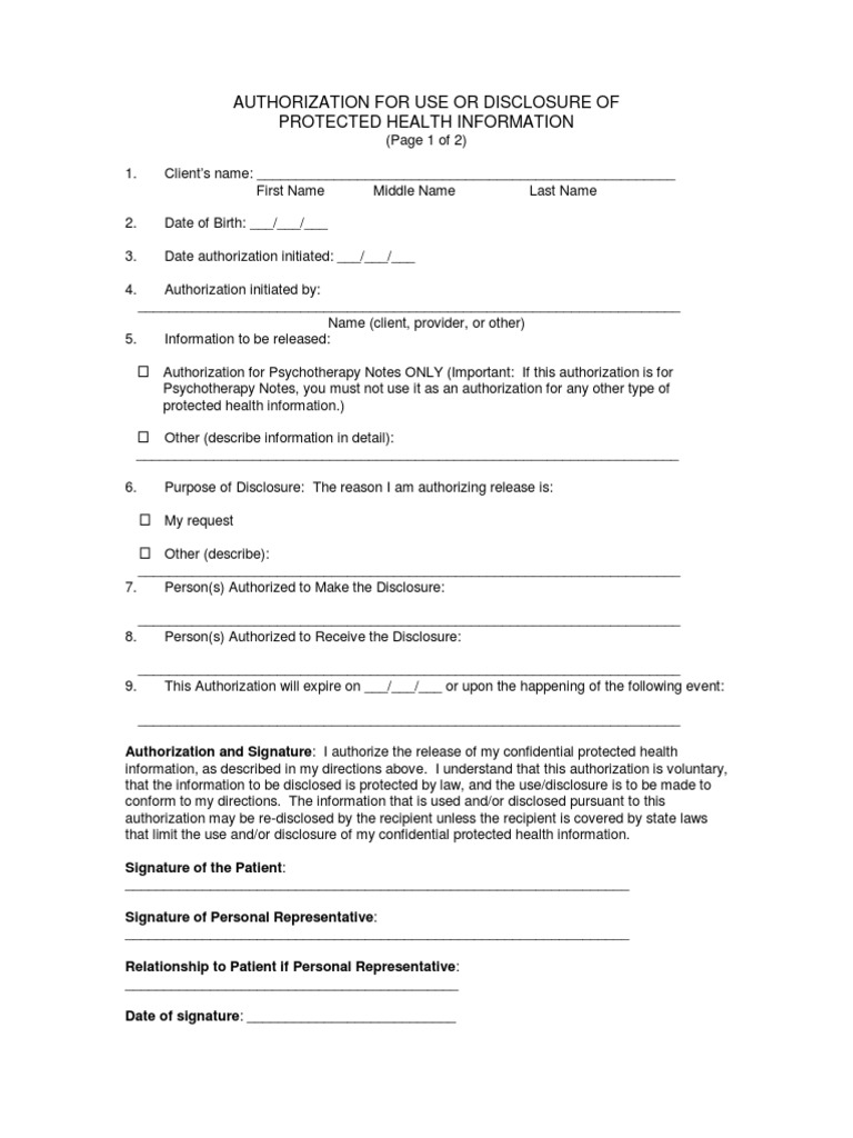 Authorization | PDF | Health Insurance Portability And Accountability ...