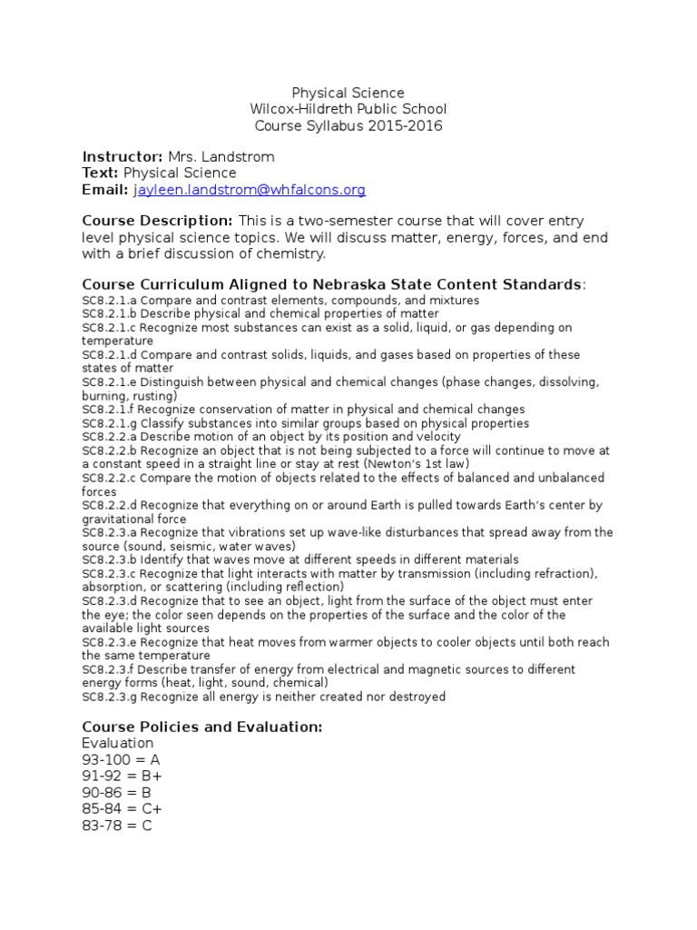 Physicalsciencesyllabus | PDF | Matter | Force