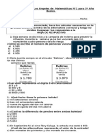 Evaluación N1 Matemática para 3 Básico