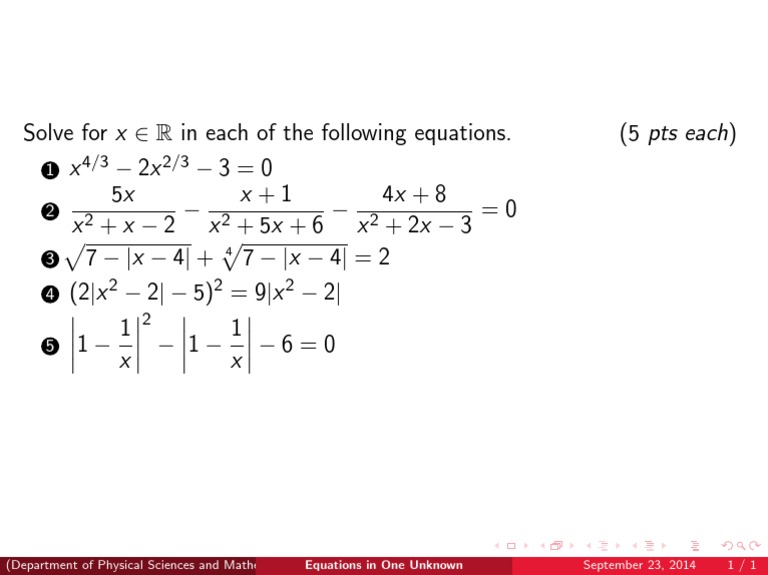 Solving Equations in One Unknown | PDF