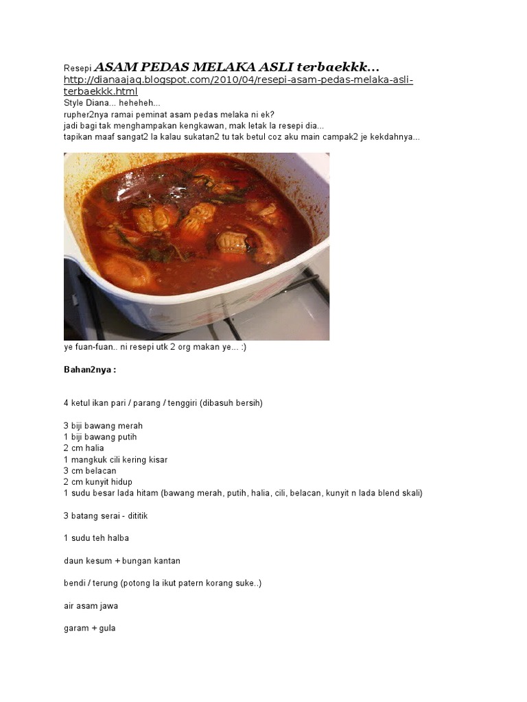 Asam Pedas Melaka Asli Terbaekkk Pdf