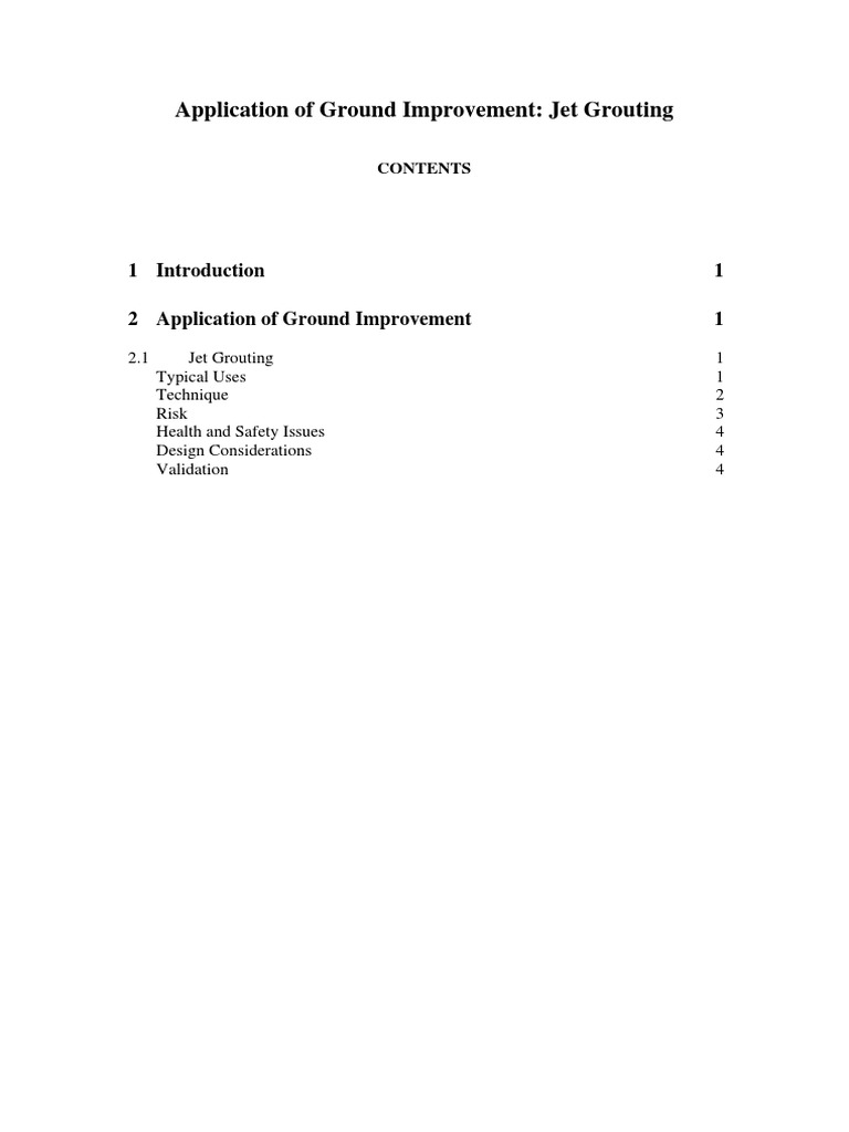 Jet Grouting for Ground Improvement | PDF | Risk | Jet Engine