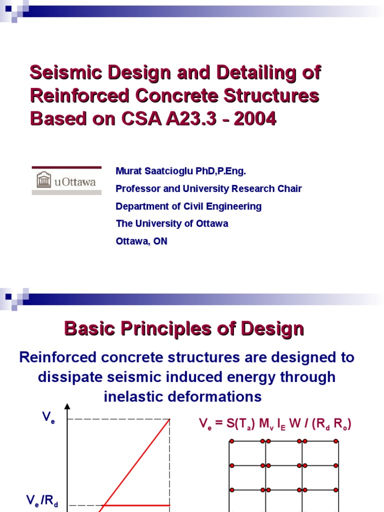 Seismic Design of Reinforced Concrete | PDF | Beam (Structure) | Column