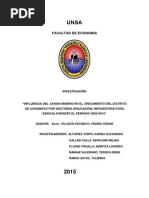 INFLUENCIA DEL CANON MINERO EN EL CRECIMIENTO DEL DISTRITO DE UCHUMAYO POR SECTORES (EDUCACIÓN, INFRAESTRUCTURA BÁSICA) DURANTE EL PERIODO 2005-2014