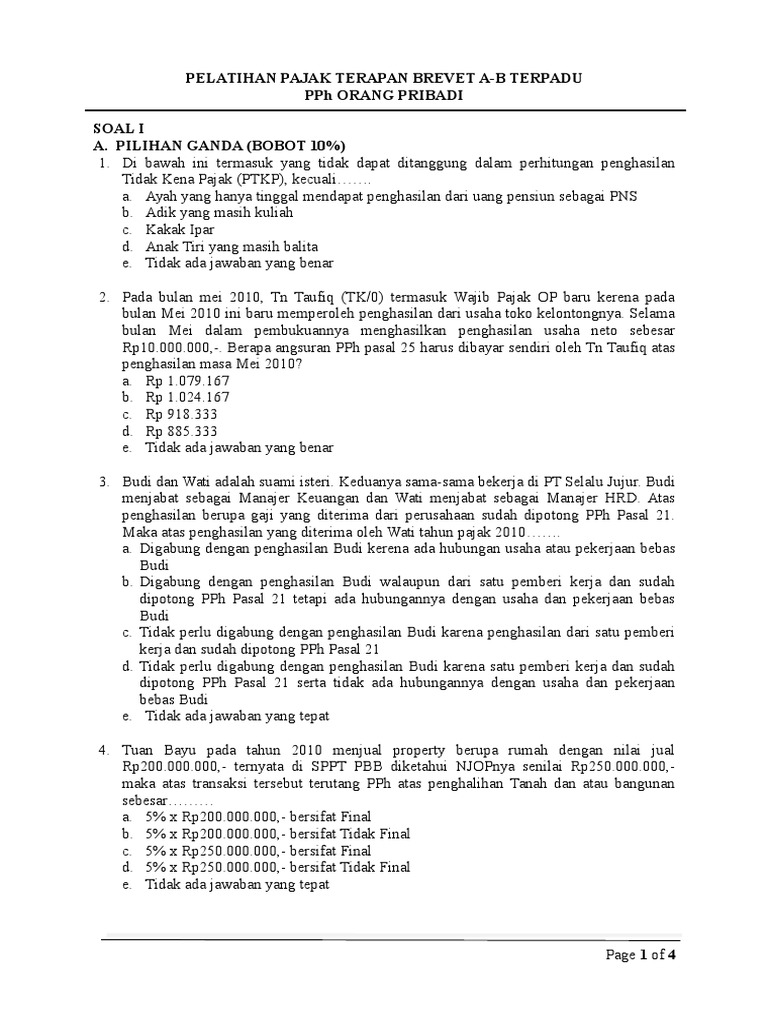 Soal Ujian PPh OP