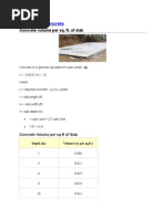 Estimating Concrete: Concrete Volume Per Sq. Ft. of Slab