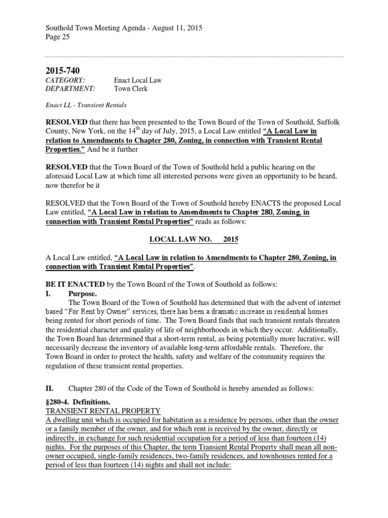 Southold Town's Proposed ShortTerm Rental Law PDF Dwelling Oil