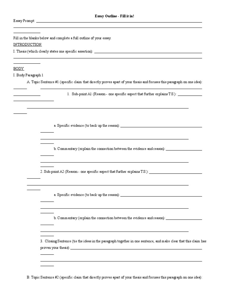 Outline essay example picture