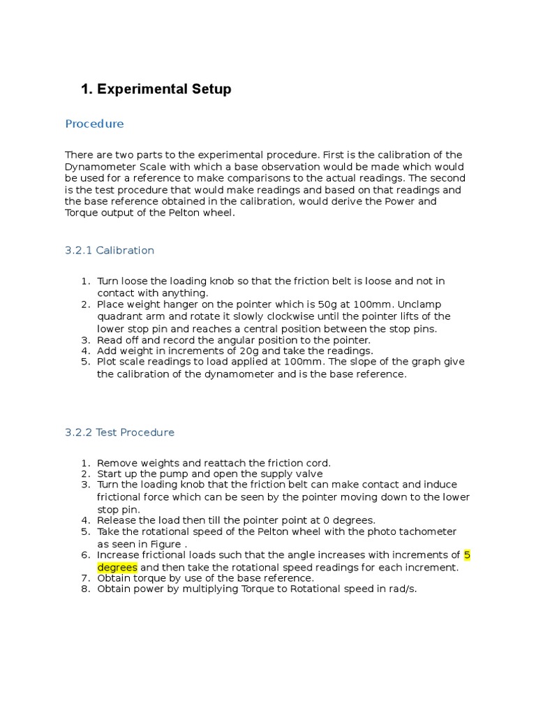 Experimental Setup: Procedure | PDF | Technology & Engineering