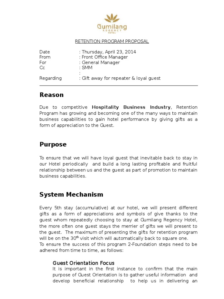 Retention Program Proposal Overview | PDF | Career & Growth | Business