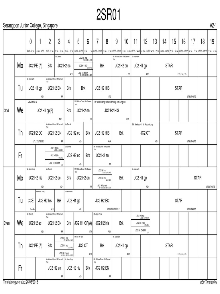 2015 JC2 Casses Term 3 Timetable As of 26june 0807 | PDF