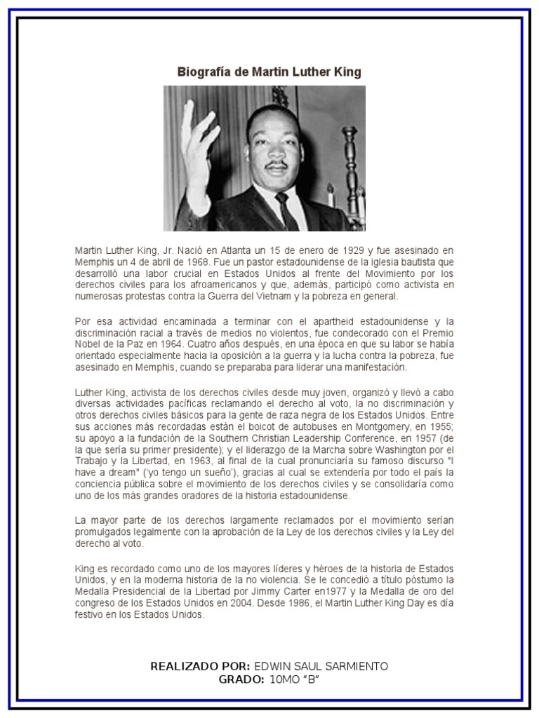Biografía de Martin Luther King PDF Martin Luther King hijo