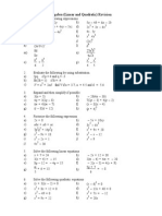 Year 10 Algebra Revision