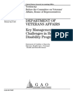 Department of Veterans Affairs Key Management Challenges in Health and Disability Programs