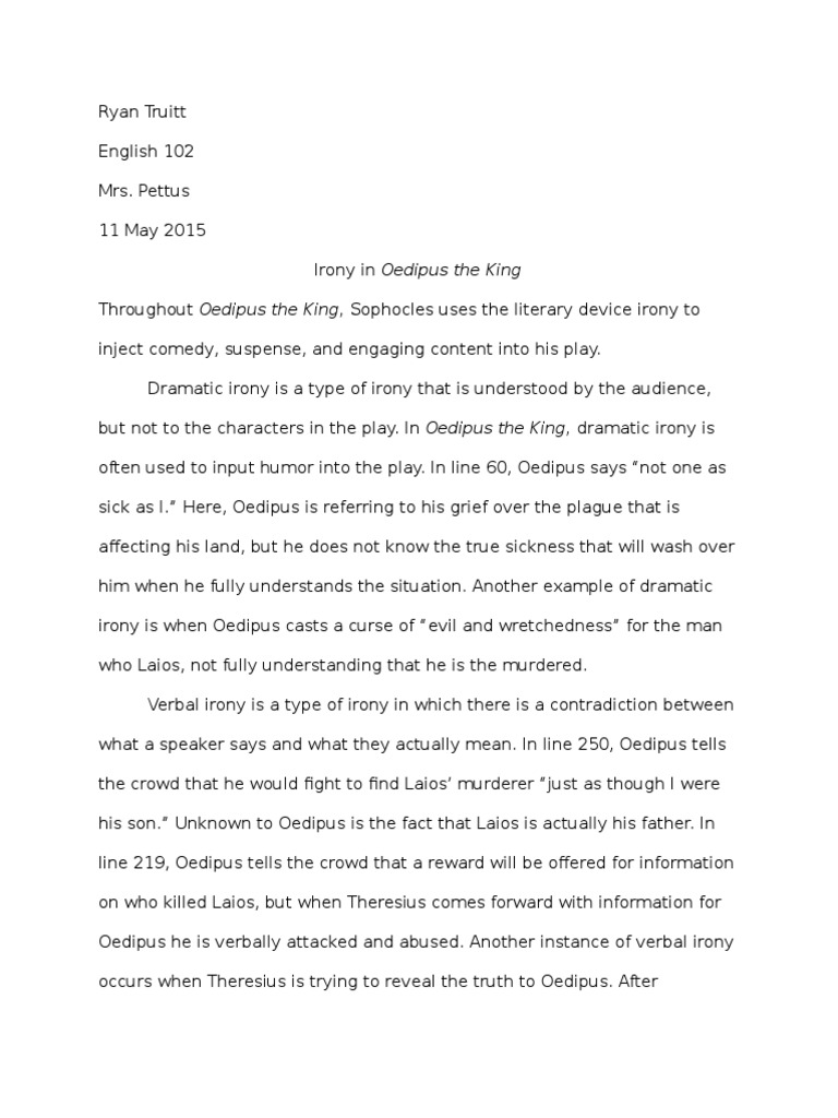 Oedipus Irony Essay Irony