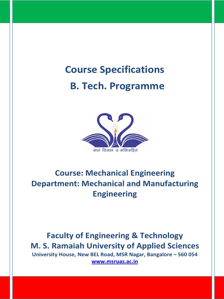 B.Tech Mechanical Engineering Course Specs | PDF | Mechanical ...