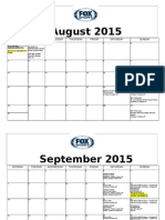 August 2015: Monday Tuesday Wednesday Thursday Friday Saturday Sunday