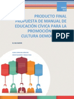 Manual de Formación Cívica para Una Cultura Democrática en El Salvador