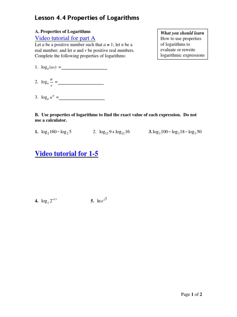 Lesson 4.4 Video Tutorials | PDF