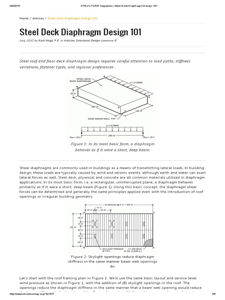 STRUCTURE Magazine Steel Deck Diaphragm Design 101 PDF Beam (Structure) Force