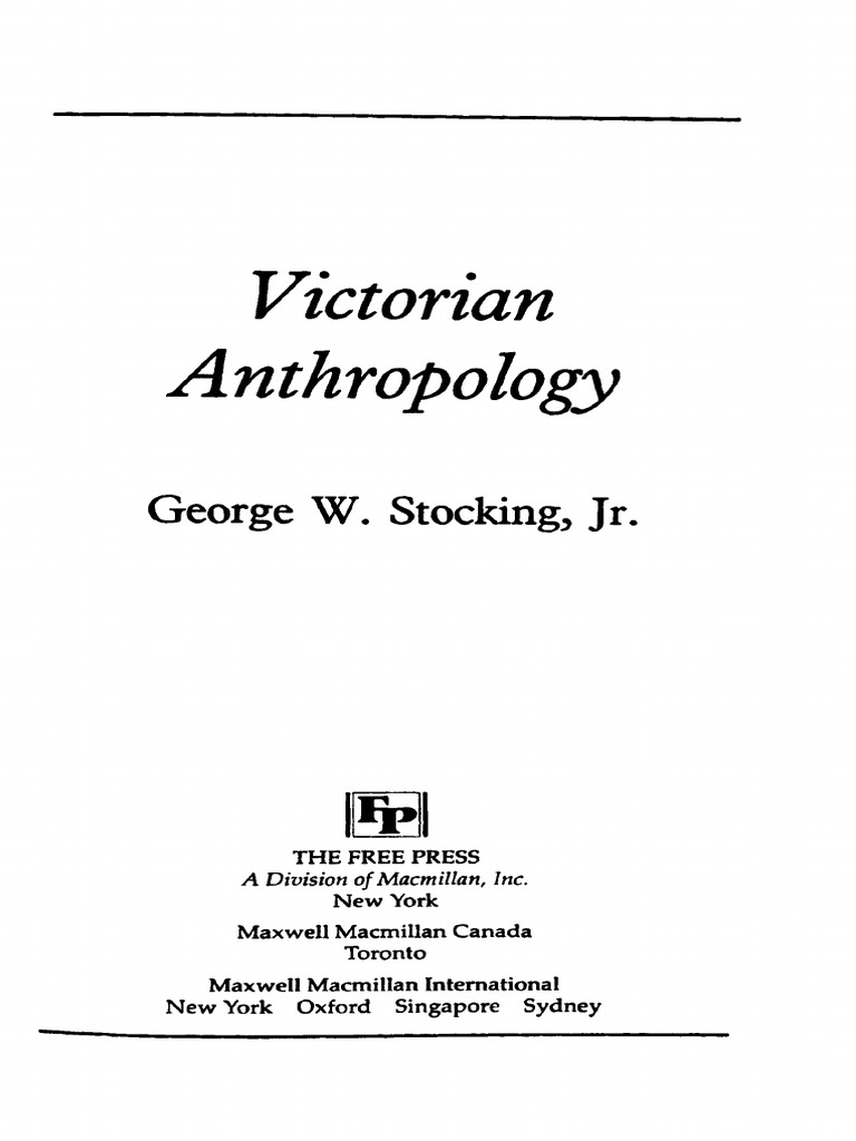 Victorian Anthropology by George Stocking | PDF | Anthropology | Evolution