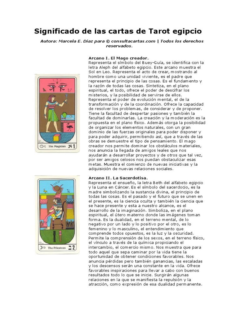 Significado de Las Cartas de Tarot Egipcio | PDF | Moralidad | Conocimiento