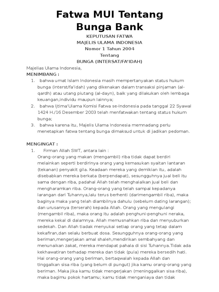 Fatwa MUI Tentang Bunga | PDF