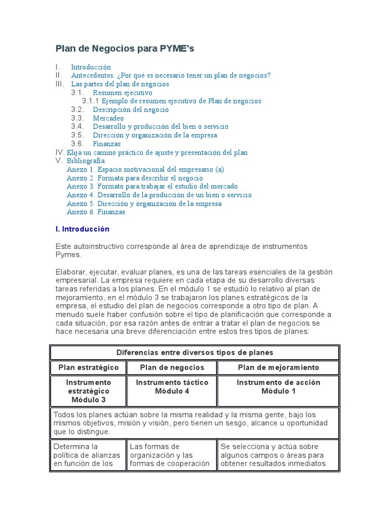 Plan de Negocios para PYME | PDF | Marketing | Pequeñas y medianas empresas