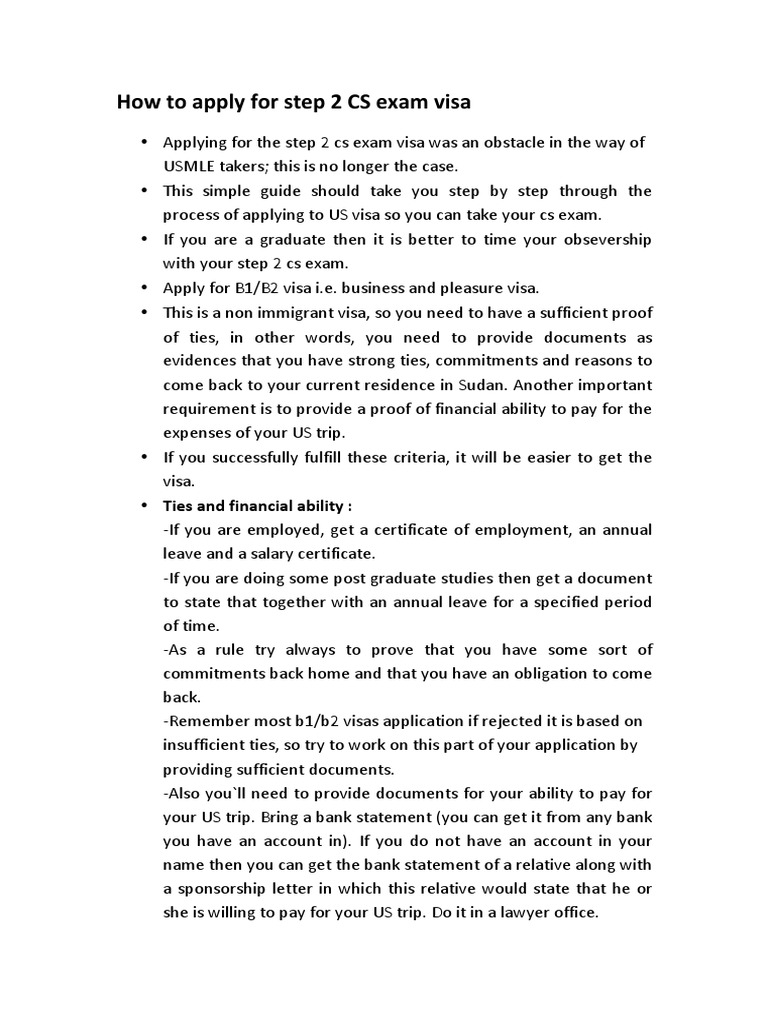 Step 2 CS Exam Visa Application Guide | PDF | Travel Visa | Test ...