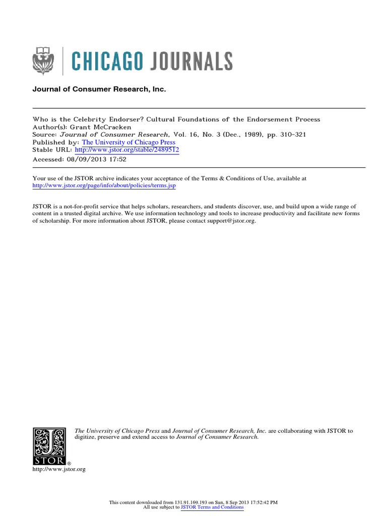 Celebrity Endorsement: Meaning Transfer Model | PDF | Self | Celebrity