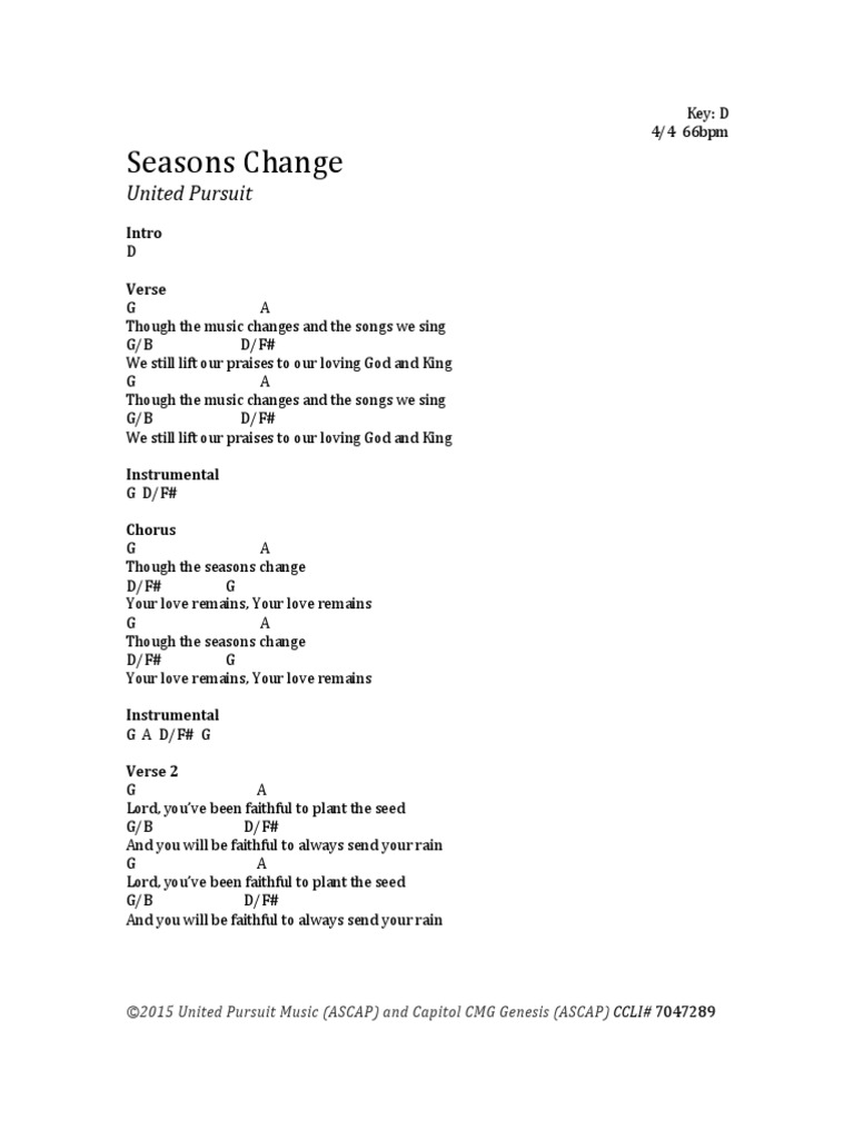 Seasons Change Chords Song Structure Singles (Music)