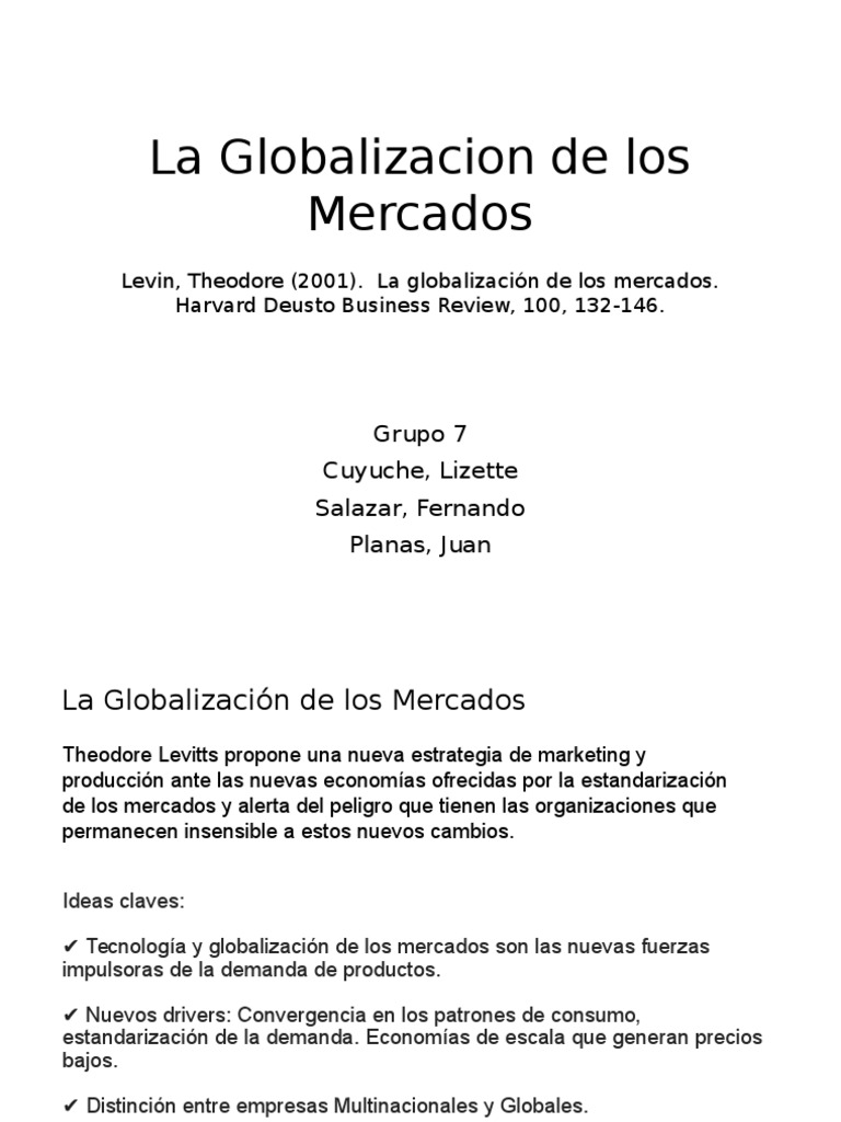 Direccion Estrategica - La Globalizacion de Los Mercados | PDF ...
