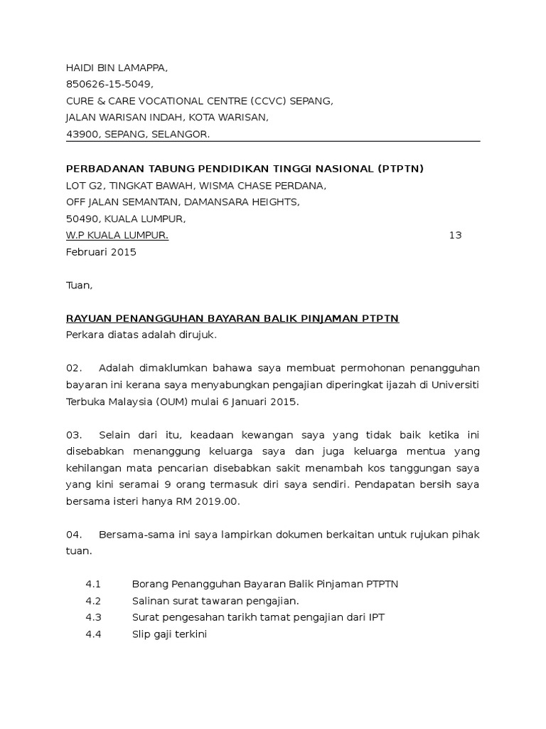 Contoh Karangan Surat Rasmi Untuk Guru Besar Tentang ...