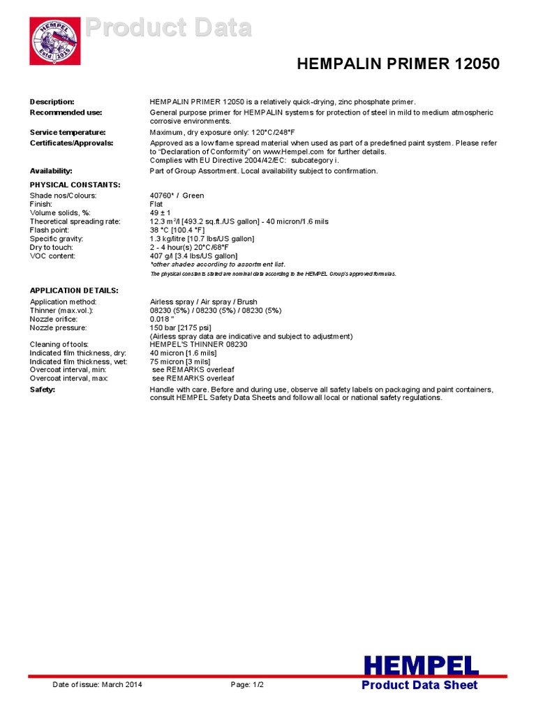 Hempalin Primer Option-1 | PDF | Paint | Chemistry