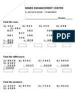 Little Learner Enhancement Center: Math Iv (Advance Math) - 7 Worksheet