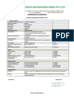 Coach Nutrachem India PVT - LTD: Certificate of Analysis