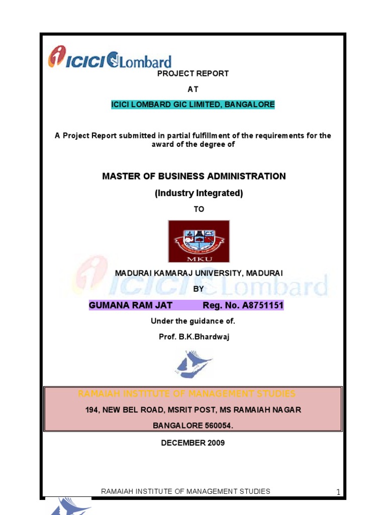 ICICI Lombard General Insurance Project | PDF | Business