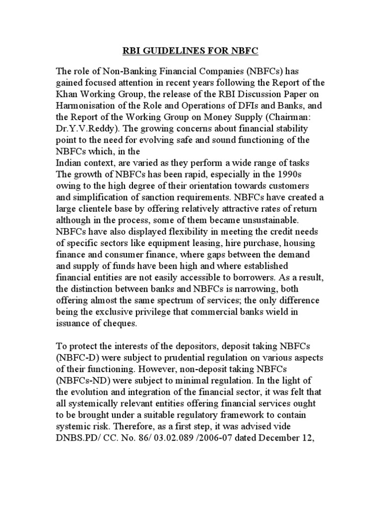 Rbi Guidelines For NBFC | PDF | Non Bank Financial Institution ...