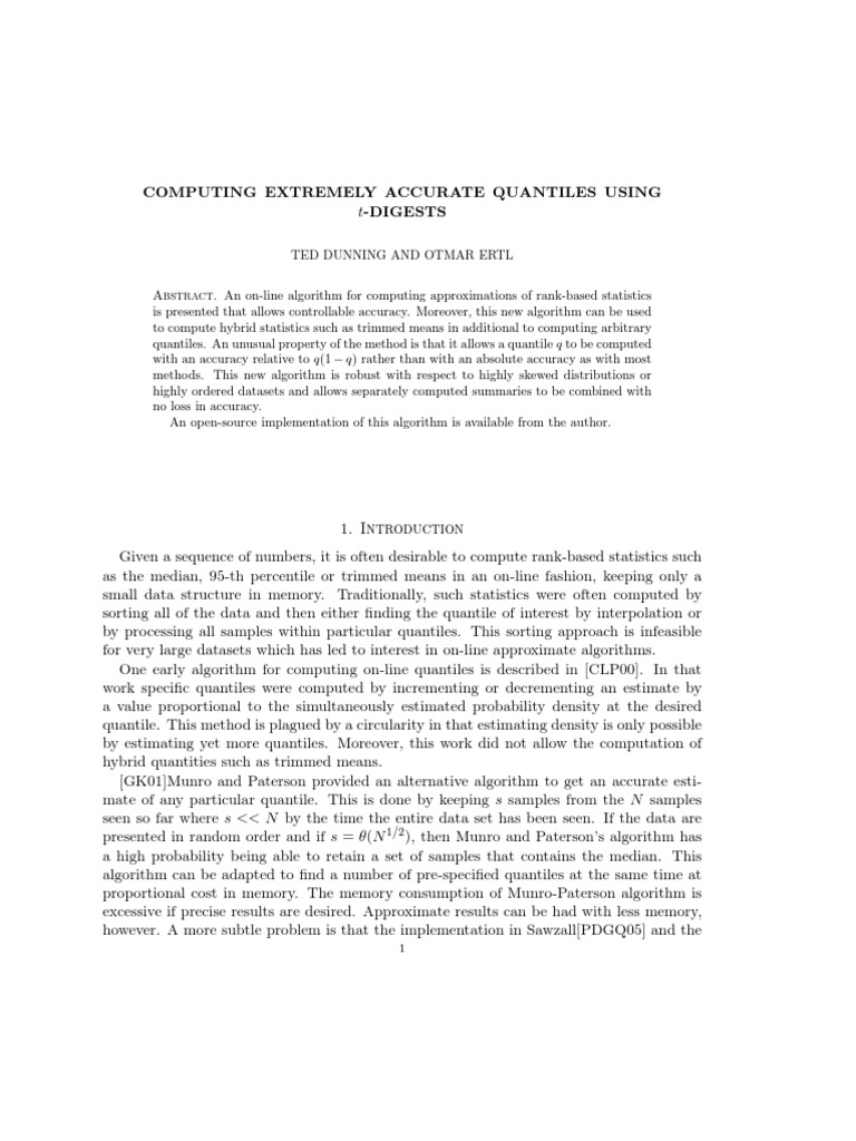 T-Digest Algorithm | Download Free PDF | Quantile | Mean