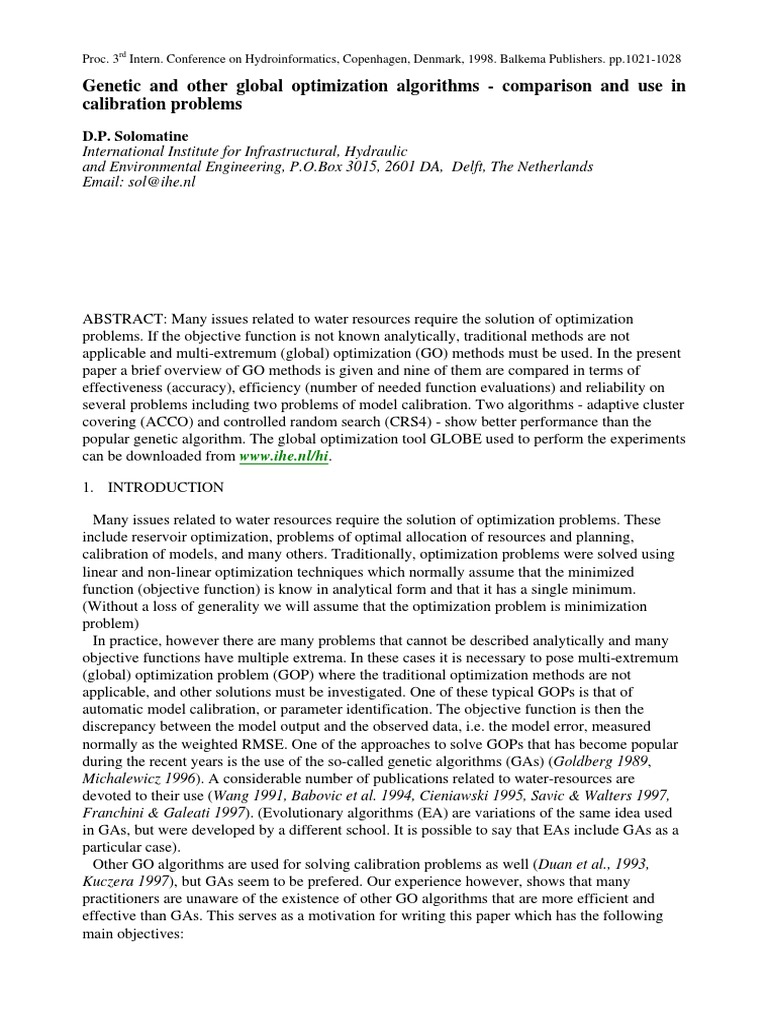 Comparative Analysis of Global Optimization Methods | PDF ...