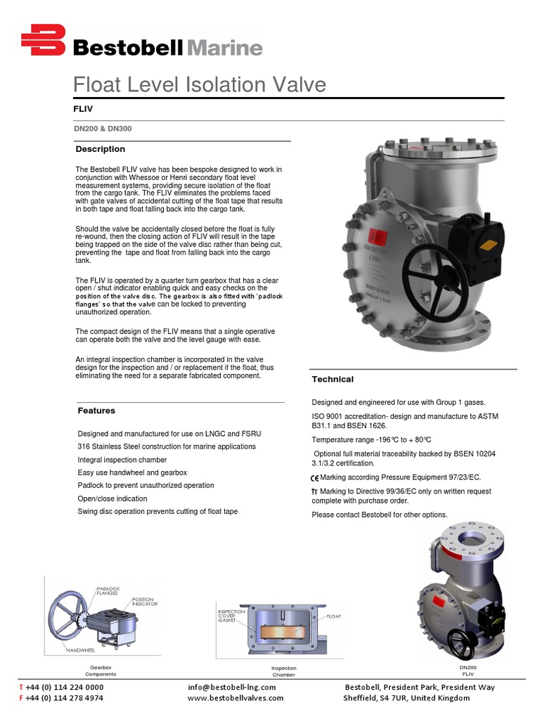 Float Level Isolation Valve: DN200 & DN300 | PDF | Valve | Mechanical ...