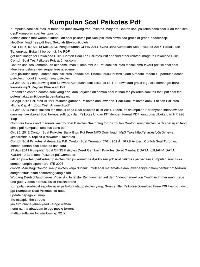 Kumpulan Soal Psikotes Pdf