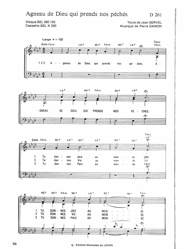 Agneau de Dieu Qui Prends Nos Peches D261 PDF